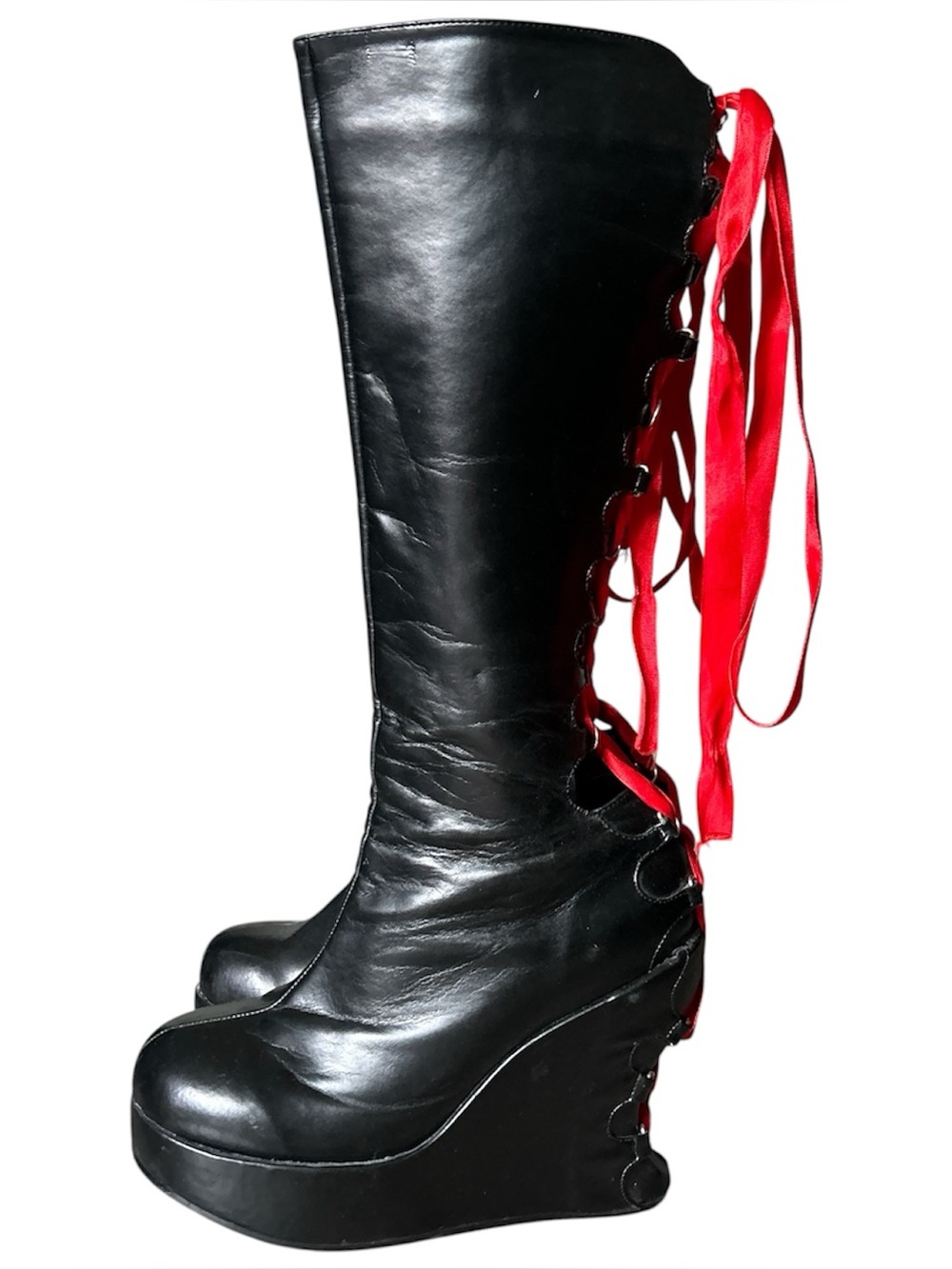 Y2K Goth “Demonia” Black Bravo-106 Vegan Leather Lace-up Platform Boots